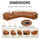 Ainehome Light Brown Leather 5-Seater Modular Power Reclining Sectional Sofa Set with Smart Storage & USB