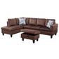 97" Wide Brown Microfiber L-Shaped Living Room Sectional Sofa Set — image 2