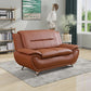 Orange Faux Leather 3-Piece Combo Sofa and Chair Set