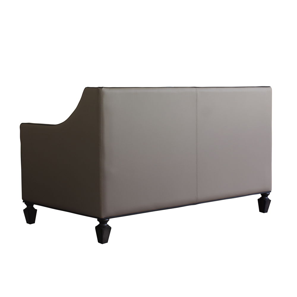 House Beatrice - Loveseat With 3 Pillows - Tan Synthetic Leather , Black Synthetic Leather & Charcoal