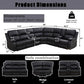 Ainehome Grandview 5-Seat Reclining Sectional Sofa in Black Faux Leather