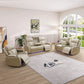 Ainehome Beige Leather Power Reclining Sectional Sofa with Smart Coffee Table & Reading Lamp
