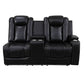 Ainehome Black Leather Power Reclining Sectional with Reading Lamp