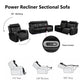 Ainehome Black Leather 5-Seater Power Reclining Sofa Set with Reading Lights & Hidden Storage