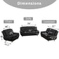Ainehome Black Faux Leather 3-2-1 Living Room Sofa Set