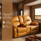 Ainehome 68" Manual RV Loveseat Recliner with Storage Console - Breathable Synthetic Leather Motorhome Sofa Replacement - 67" Full Extension & 26" Door Friendly - Walnut Brown