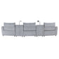Fullar - Modular Console With Speaker & Cup Holder - Light Gary Chenille