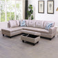 97" Wide Latte Faux Leather L-Shaped Living Room Sectional Sofa Set