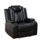 Black Leather Power Reclining Sectional Sofa with Smart Console
