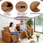 Ainehome Light Brown Leather 5-Seater Modular Power Reclining Sectional Sofa Set with Smart Storage & USB