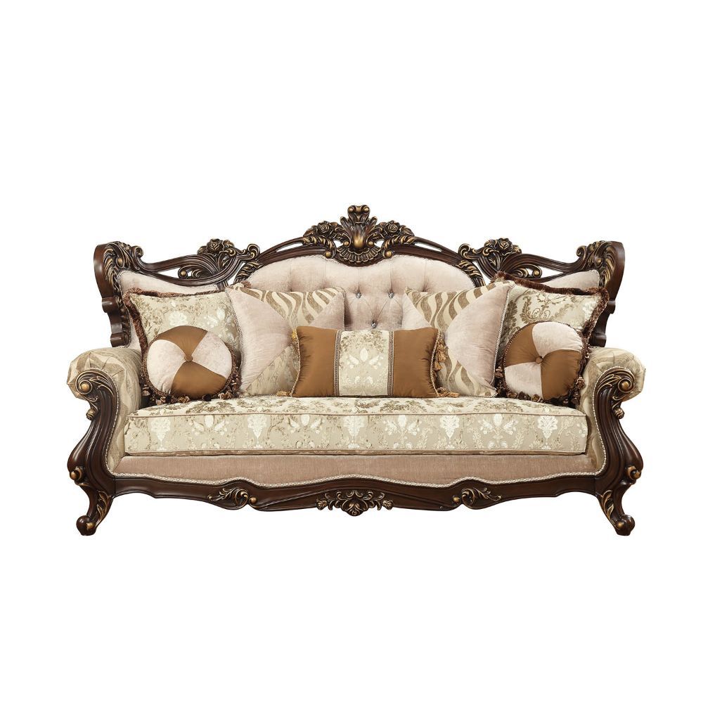 Shalisa - Sofa With 7 Pillows (Same Lv01585) - Fabric & Walnut