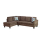 97" Wide Brown Corduroy L-Shaped Living Room Sectional Sofa Set — image 12