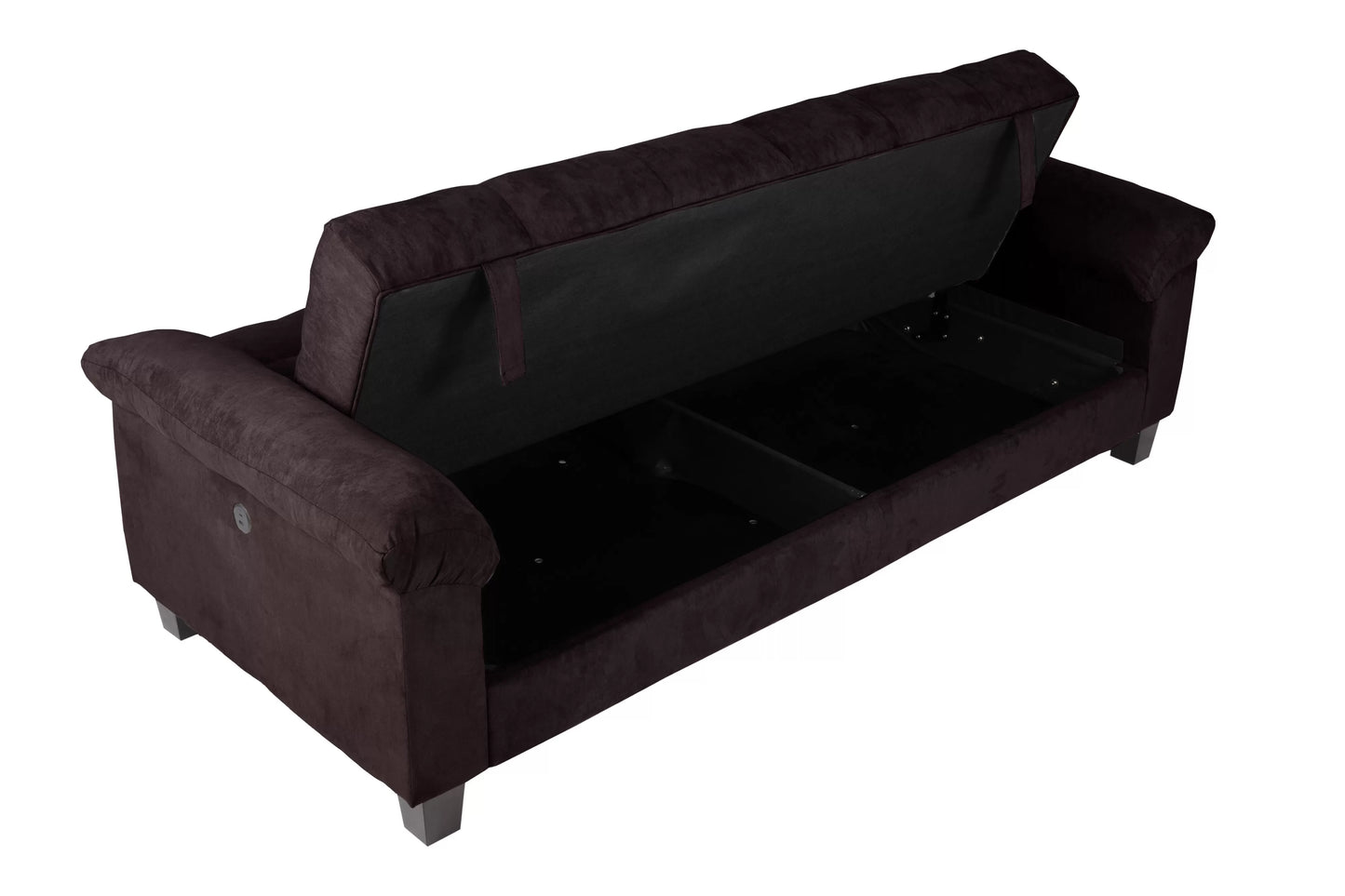 Ebony Adjustable Sofa with Hidden Storage and USB Ports