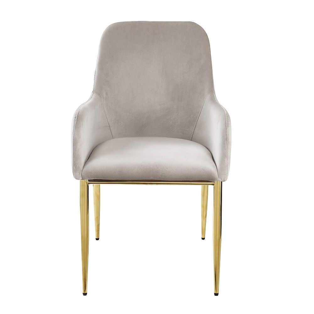 Barnard - Side Chair (Set of 2) - Gray Velvet & Mirrored Gold
