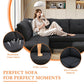 Ainehome 97.5" Wide Black Grey Linen L-Shaped Living Room Sectional Sofa Set