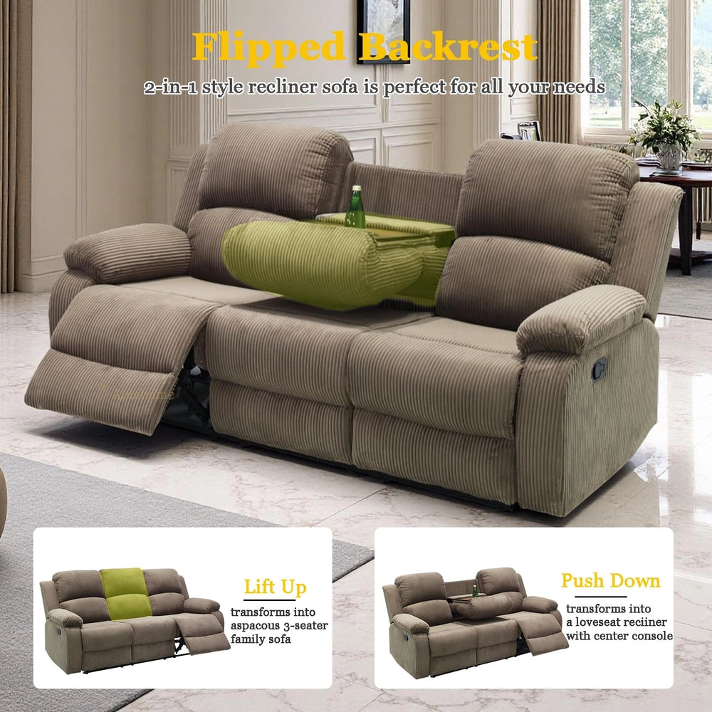 Ainehome Cinema 3-Piece Peanut Color Textured Reclining Sofa Set
