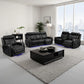 Ainehome Black Leather 5-Seater Power Reclining Sofa Set with Reading Lights & Hidden Storage