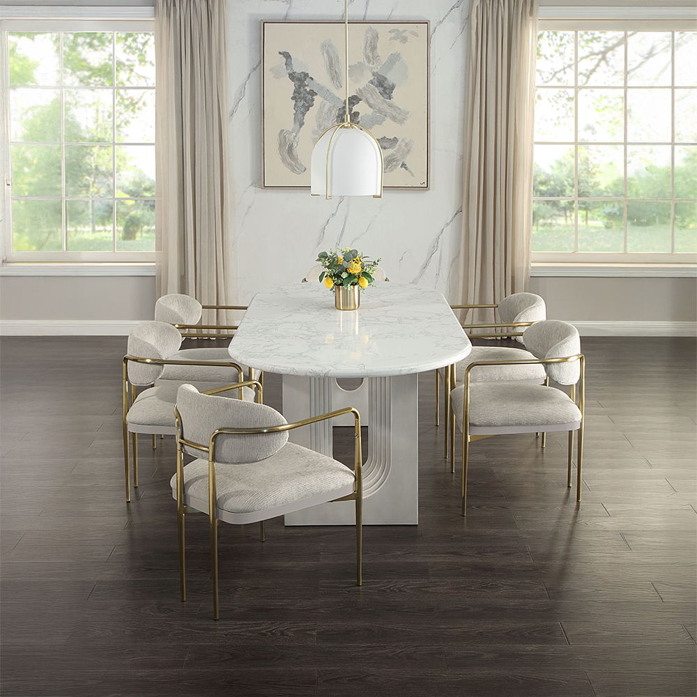 Zayn - Arm Chair (Set of 2) - Beige Chenille & Gold