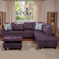Ainehome 97.5" Wide Amaranth Linen L-Shaped Living Room Sectional Sofa Set