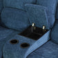 Ainehome Cinema 3-Piece Blue Fabric Manual Reclining Sofa Set