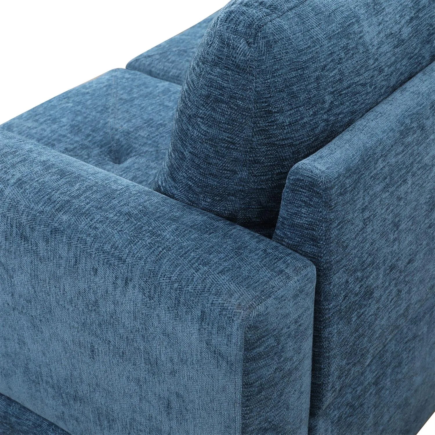 97" Wide Blue Linen L-Shaped Living Room Sectional Sofa Set — image 12