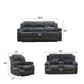 Ainehome Cinema 3-Piece Textured Dark Grey Corduroy Reclining Sofa Set