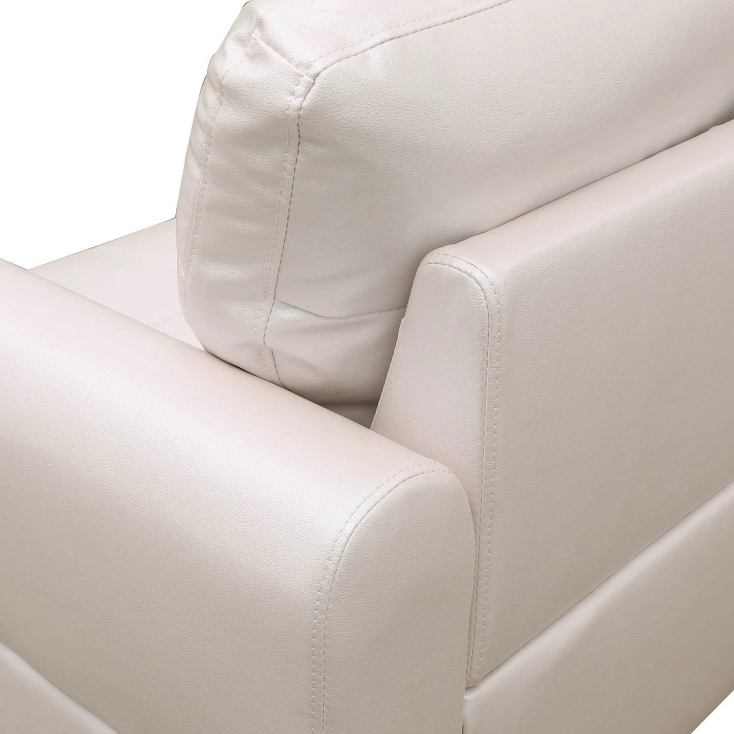 Ainehome 97" Wide Peaerl White Faux Leather L-Shaped Living Room Sectional Sofa Set