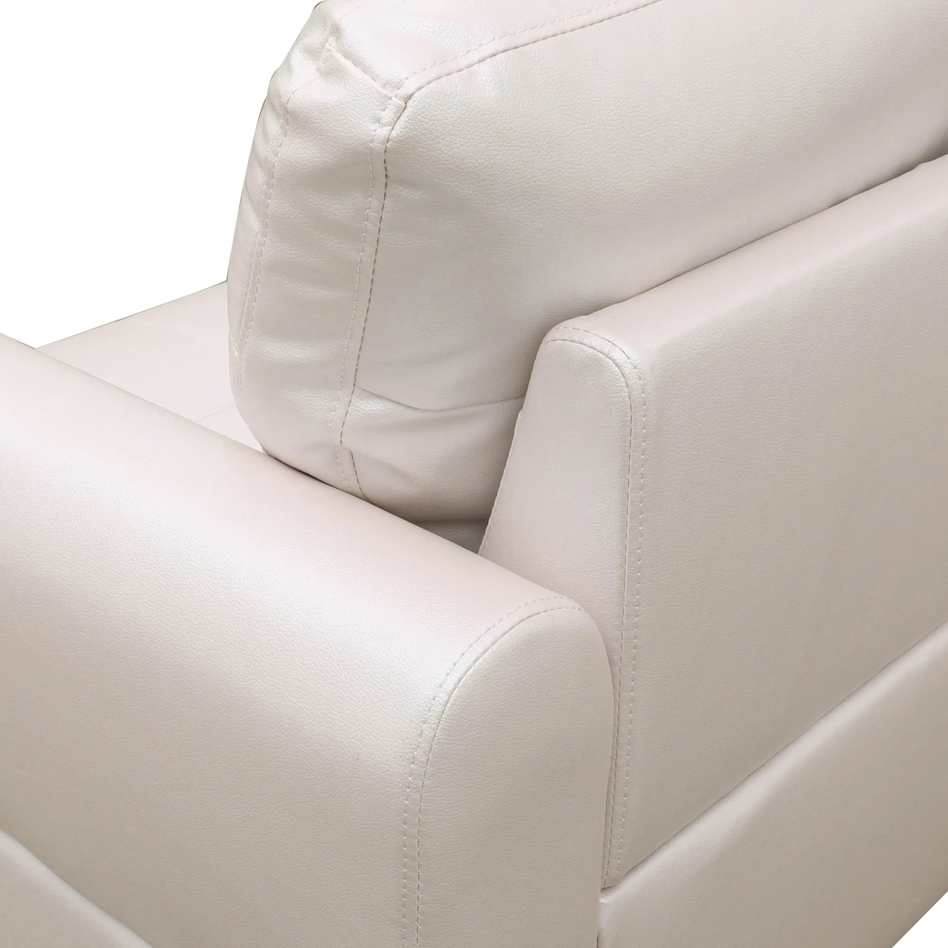 Ainehome 97" Wide Peaerl White Faux Leather L-Shaped Living Room Sectional Sofa Set