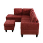 97" Wide Red Flannelette L-Shaped Living Room Sectional Sofa Set — image 10
