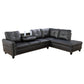 97.5" Wide Black Synthetic Leather L-Shaped Living Room Sectional Sofa Set