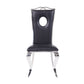 Cyrene - Side Chair (Set of 2) - Black Synthetic Leather & Stainless Steel