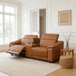 Light Brown Leather 5-Seater Modular Power Reclining Sectional Sofa Set with Smart Storage & USB