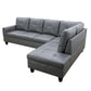 97" Wide Dark Grey Faux Leather L-Shaped Living Room Sectional Sofa Set