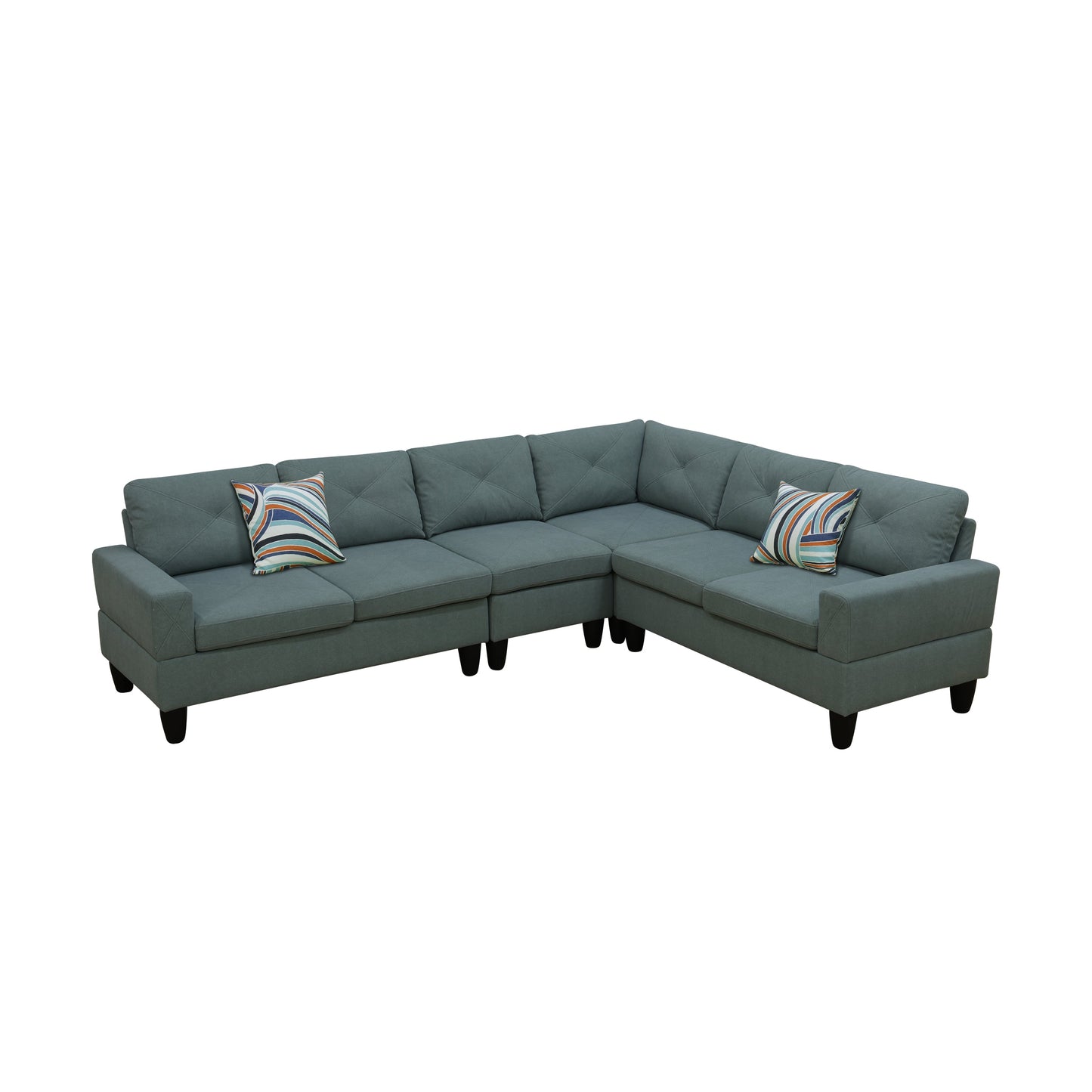 Ainehome Dendrobium Green Calico 4-Piece Modular Sofa Set