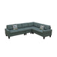 Ainehome Dendrobium Green Calico 4-Piece Modular Sofa Set