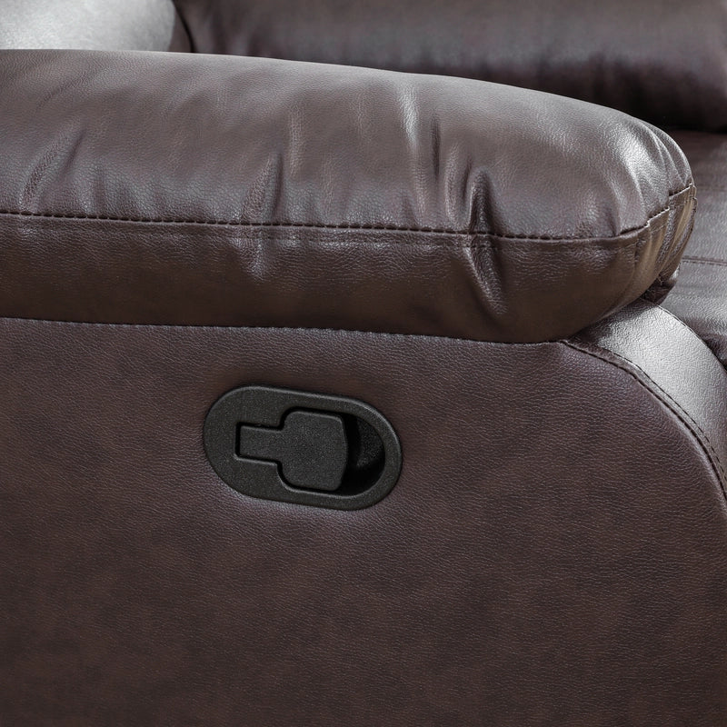 Ainehome "Cinema" 3-Piece Brown Faux Leather Manual Reclining Sofa Set