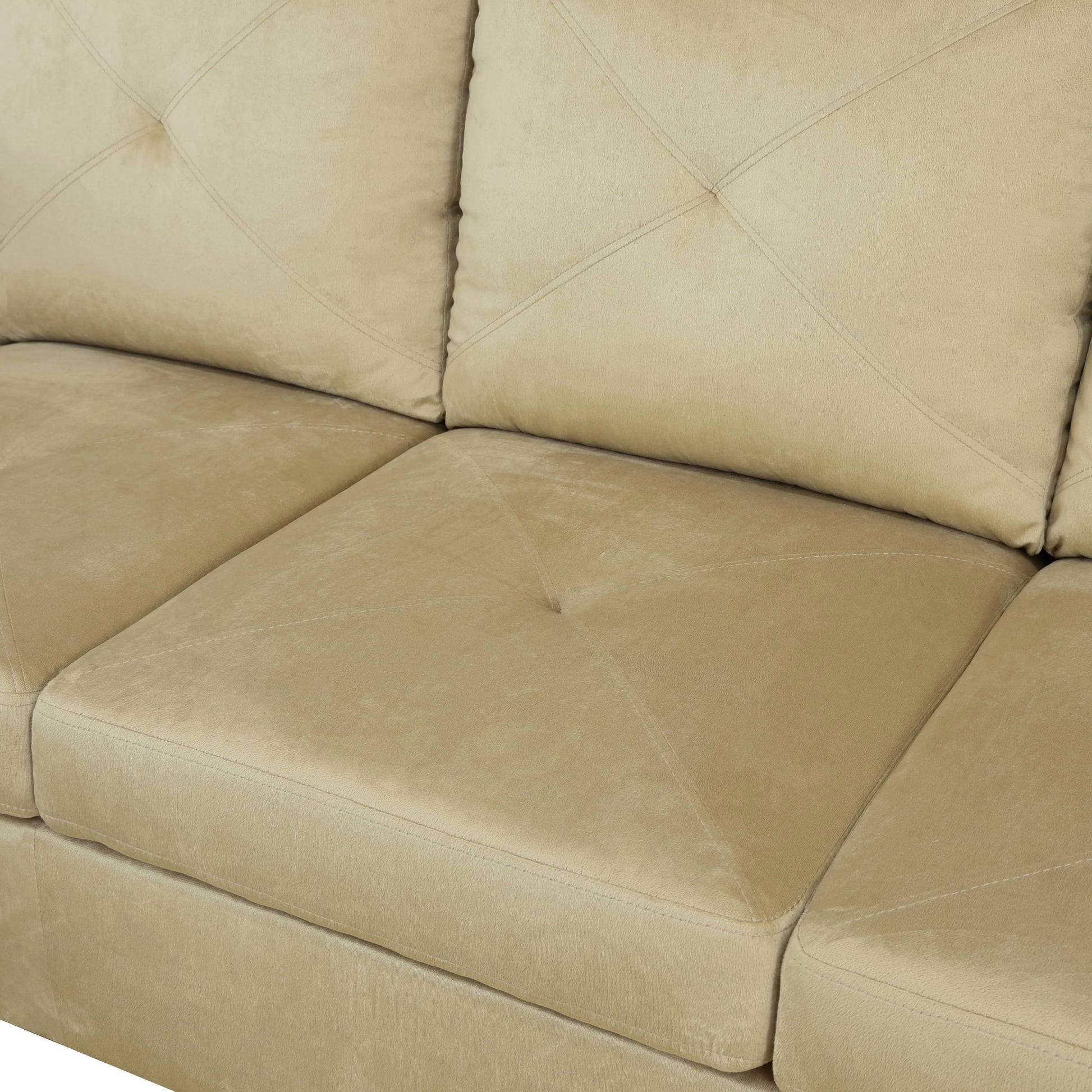 97" Wide Beige Microfiber L-Shaped Living Room Sectional Sofa Set — image 6