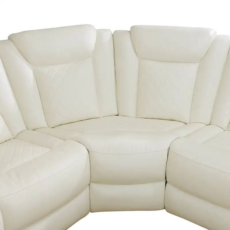Ainehome Off-White 3-Piece Intelligent Power Reclining Leather Sectional Sofa Set with Smart Features