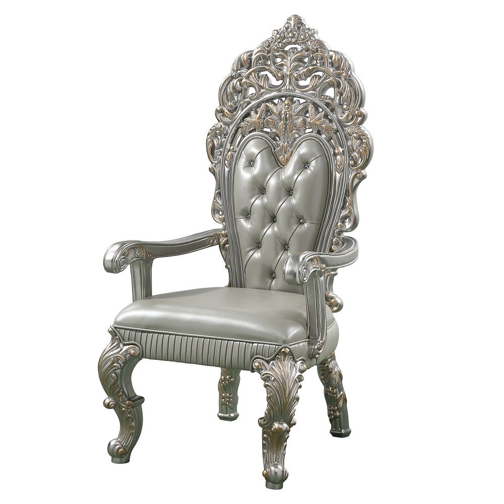 Sandoval - Arm Chair (Set of 2) - Beige Synthetic Leather & Champagne