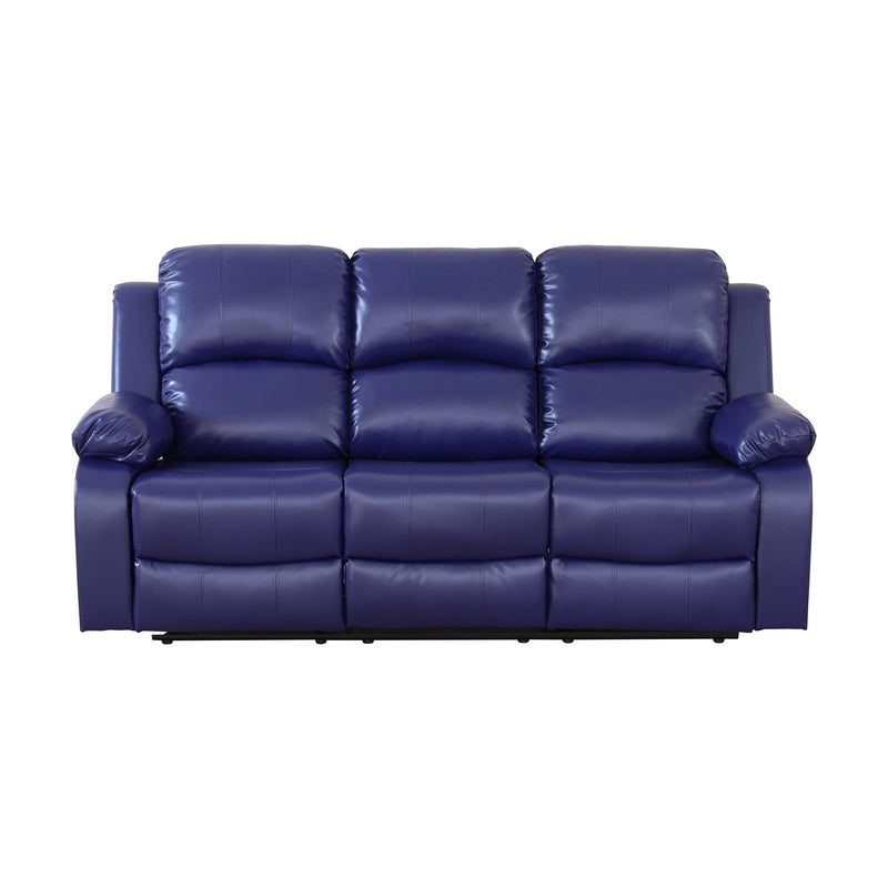 Cinema 3-Piece Dark Blue Fabric Manual Reclining Sofa Set