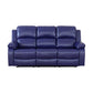 Cinema 3-Piece Dark Blue Fabric Manual Reclining Sofa Set