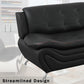 Ainehome Black Faux Leather 3-Piece Living Room Sofa Set with Elegant Design
