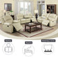 Ainehome Cinema 3-Piece Beige Faux Leather Manual Reclining Sofa Set