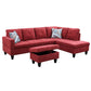 97" Wide Red Flannelette L-Shaped Living Room Sectional Sofa Set — image 6