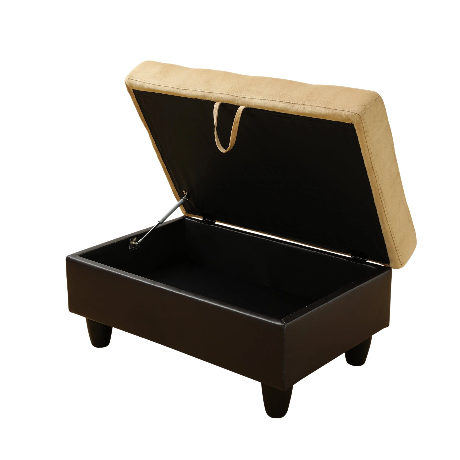 Ainehome Beige & Brown Lint And PVC Modular Storage Ottoman