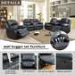 Ainehome Cinema 3-Piece Black Faux Leather Manual Reclining Sofa Set