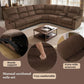 Ainehome Grandview 5-Seat Reclining Sectional Sofa in Plush Brown Microfiber