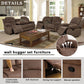 Ainehome Cinema 3-Piece Plush Brown Microfiber Reclining Sofa Set
