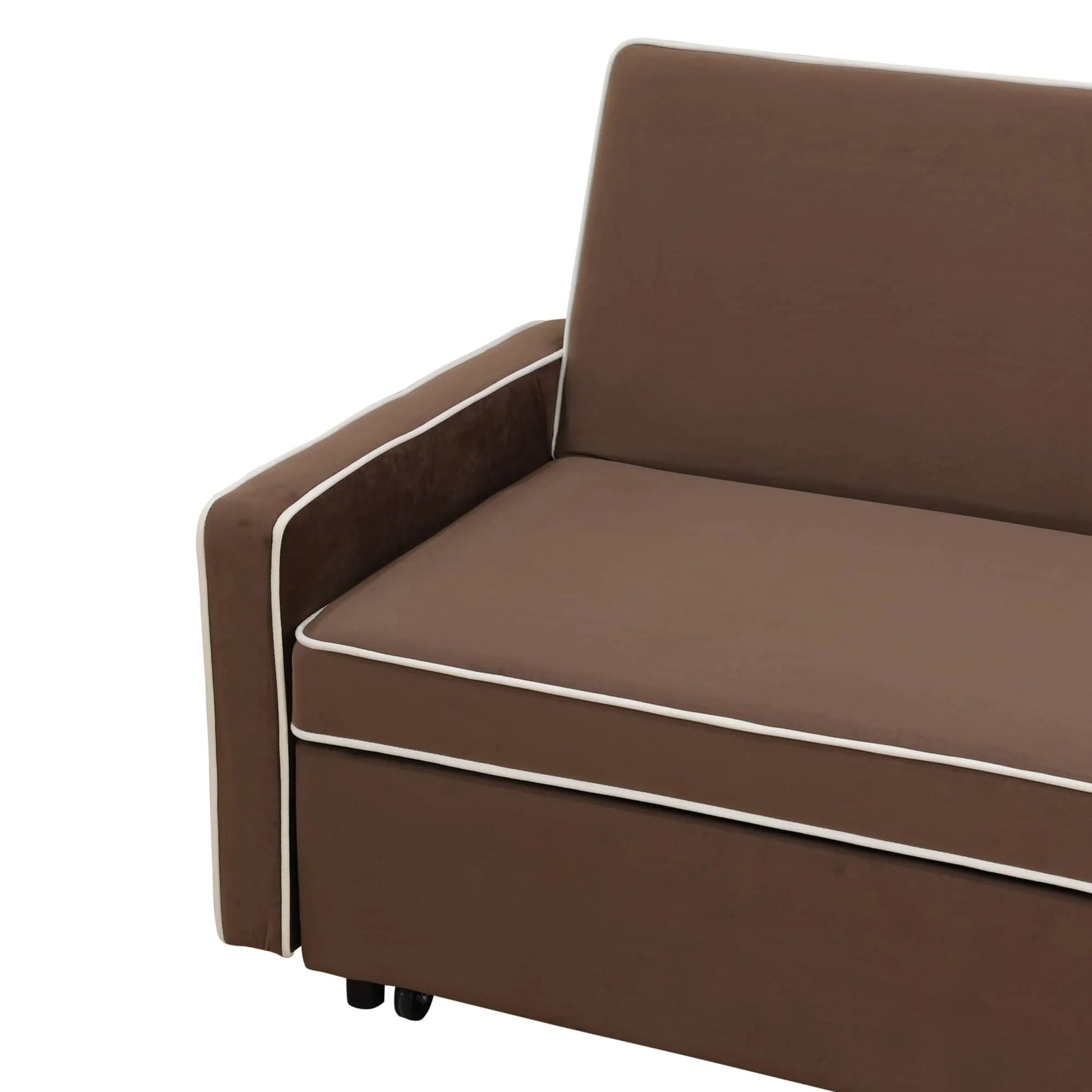 Brown Flannel Convertible Sofa Bed with Removable Armrests image 5