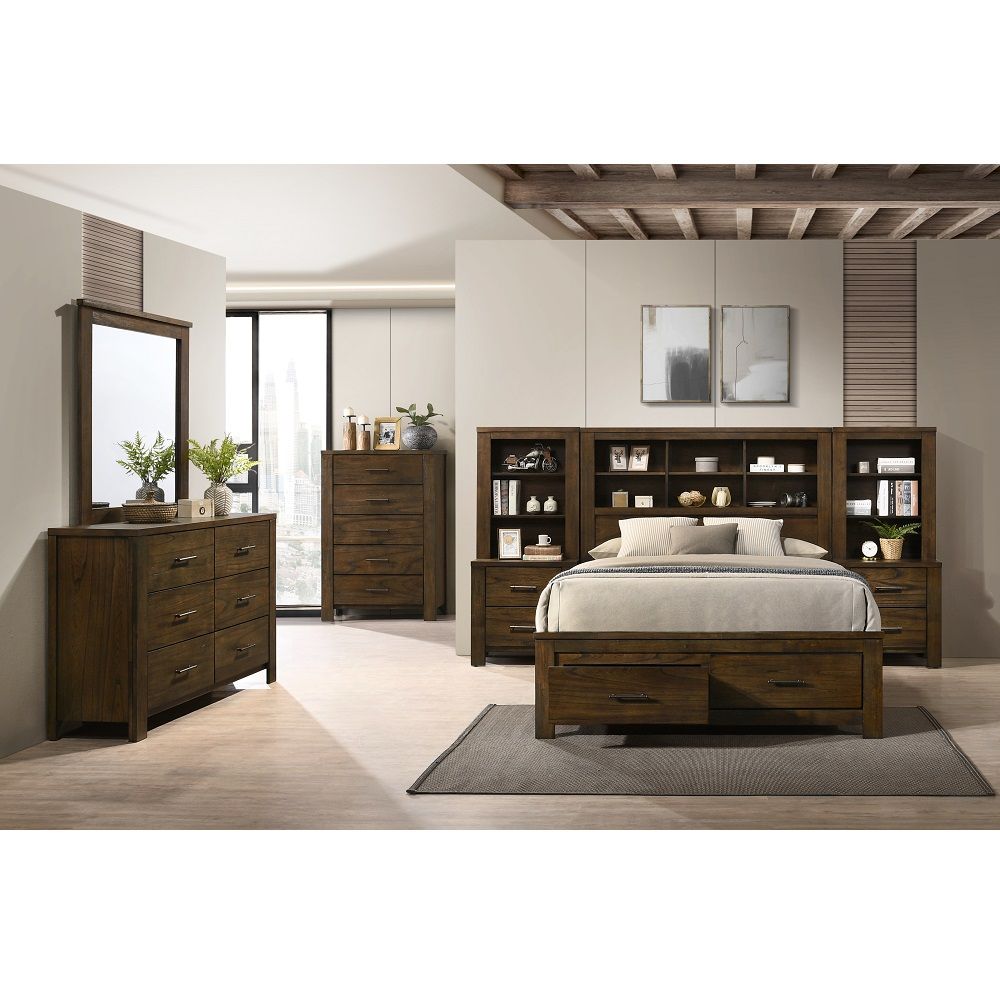 Merrilee II - Queen Bed With Storage - Oak